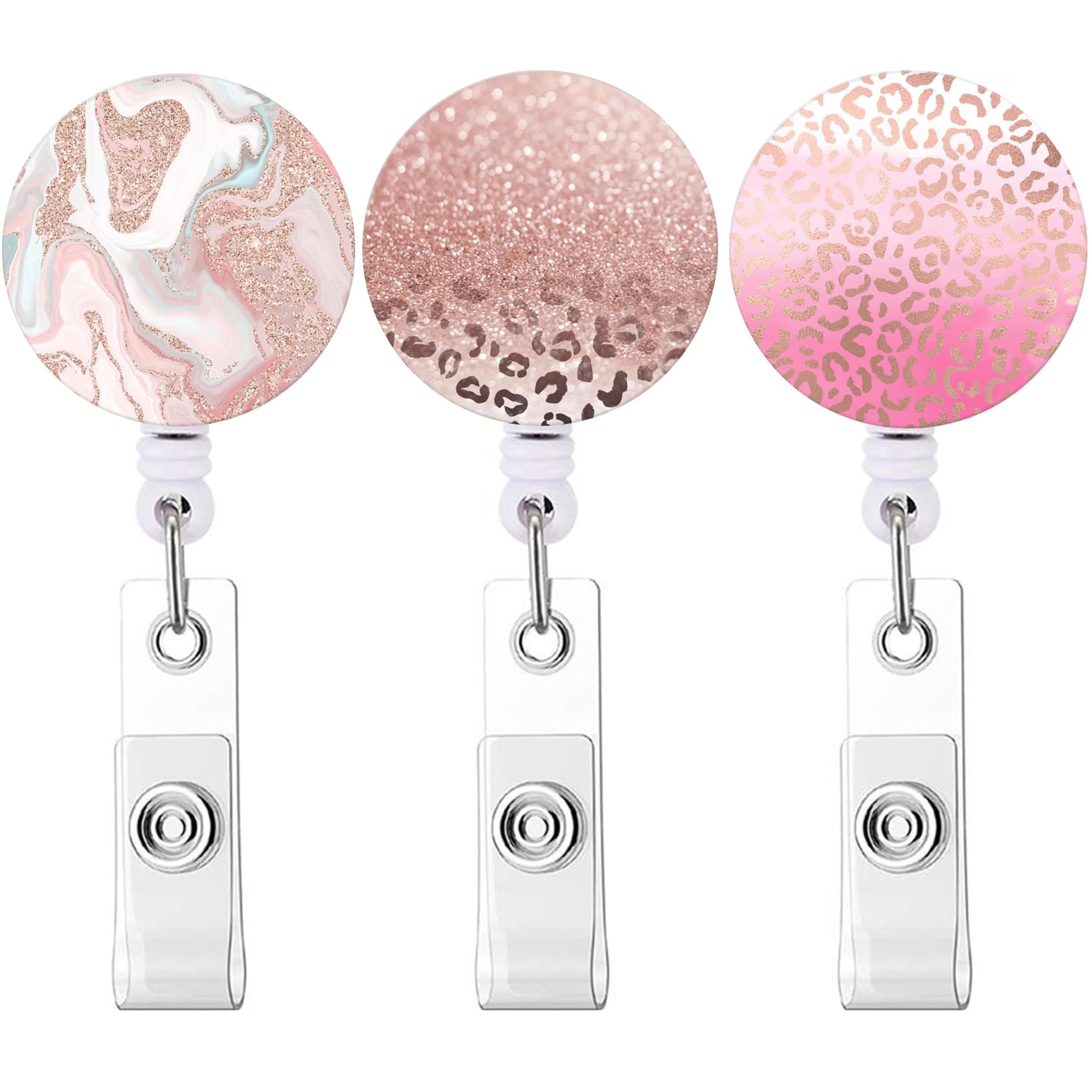 Badge Reel, Retractable Nurse Badge Holder With Alligator Clip Id Name Card Badge Clip For Office Student Doctor Nurse(3Pack Bli