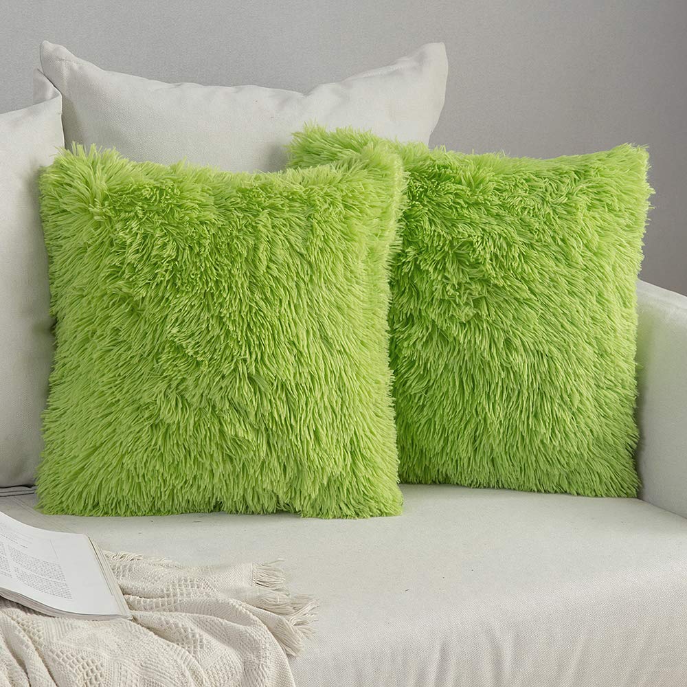 Miulee Pack Of 2 Christmas Luxury Faux Fur Throw Pillow Covers Deluxe Decorative Plush Pillow Case Cushion Cover Shell For Sofa