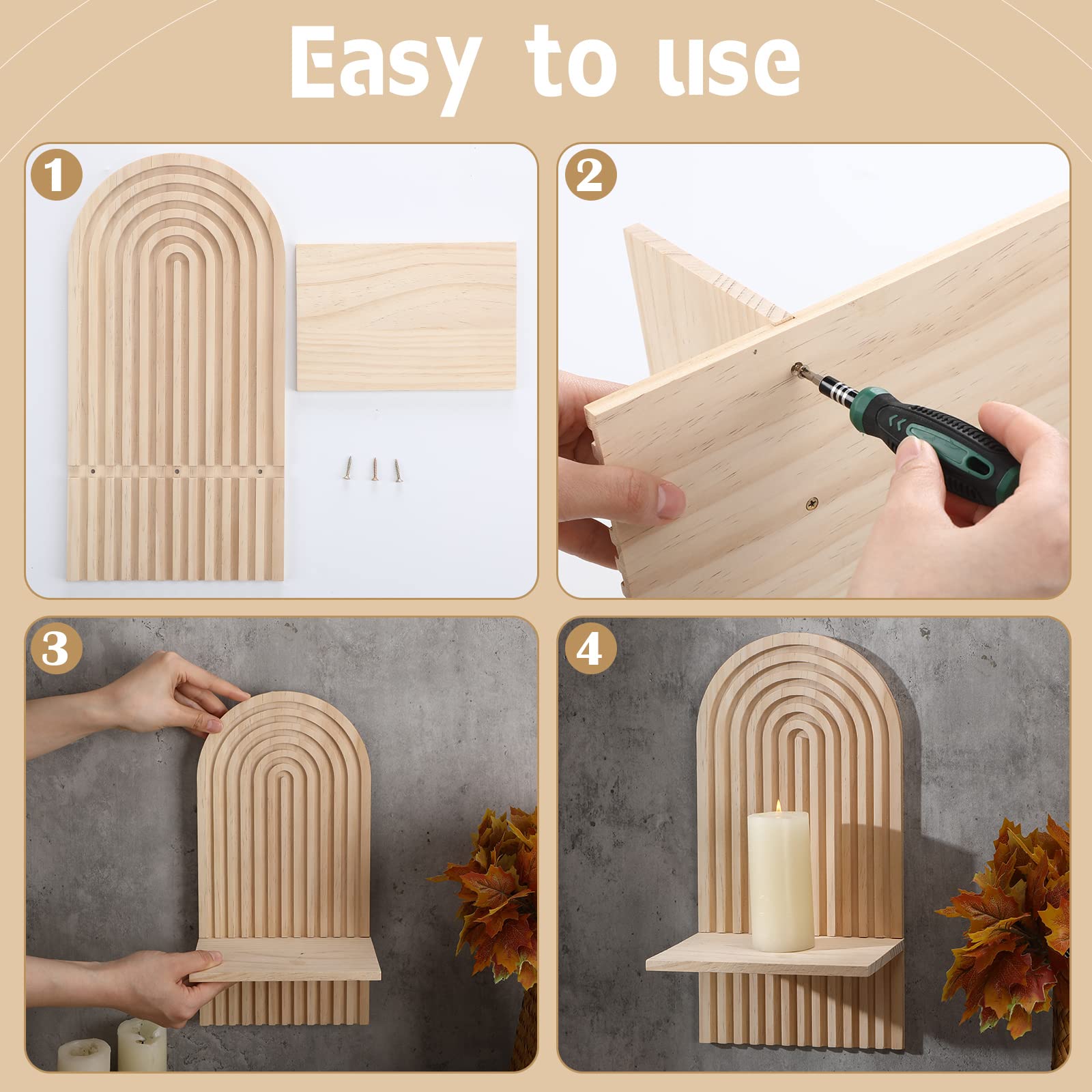 Tatuo 2 Pieces Wooden Boho Hanging Shelves For Wall Decorative Wall Mount Book Floating Shelf For Living Room Bathroom Bedroom Classroom Office Nursery Decor(Classic)