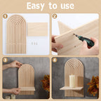 Tatuo 2 Pieces Wooden Boho Hanging Shelves For Wall Decorative Wall Mount Book Floating Shelf For Living Room Bathroom Bedroom Classroom Office Nursery Decor(Classic)