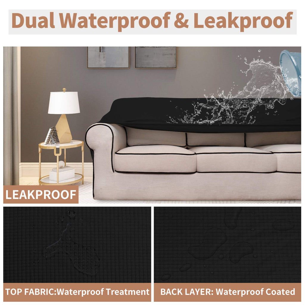 Easy-Going 100% Waterproof Couch Cover, Dual Waterproof Sofa Cover, Stretch Jacquard Sofa Slipcover, Leakproof Furniture Protector For Kids, Pets, Dog And Cat(Oversized Sofa, Chocolate)