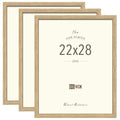 VCK 22x28 Poster Frame Set of 3 - Oak, Natural Solid Wood, Exclusive Wood Grain Picture Frame, Wall Hanging