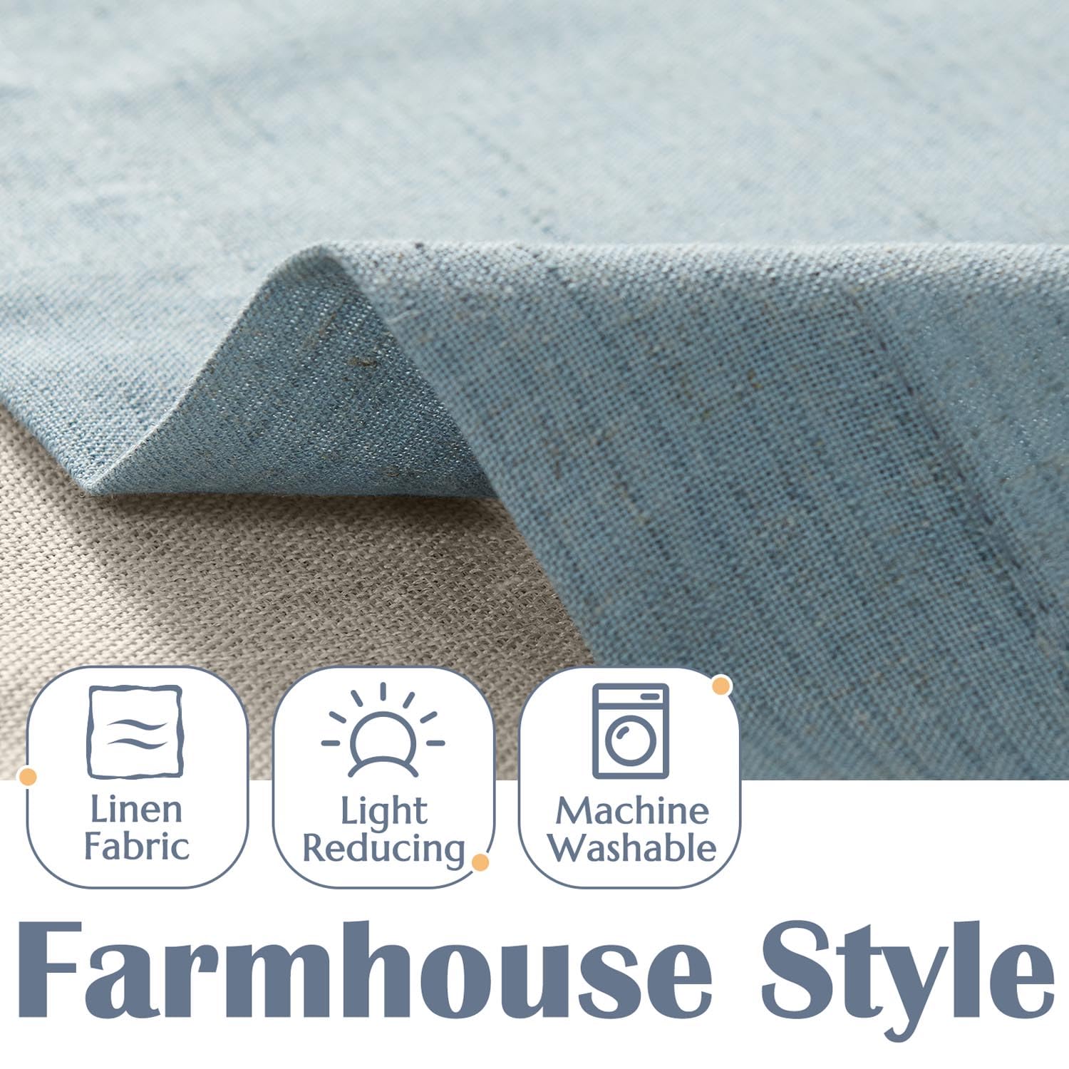 Jinchan Linen Textured Valance Curtain Blackout Kitchen Valance For Windows 18 Inch Length Farmhouse Rustic Double Layer Valance For Living Room Laundry Cafe Overlay Valance Rod Pocket 1 Panel Blue