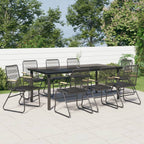 vidaXL 9 Piece Patio Dining Set Black PVC Rattan