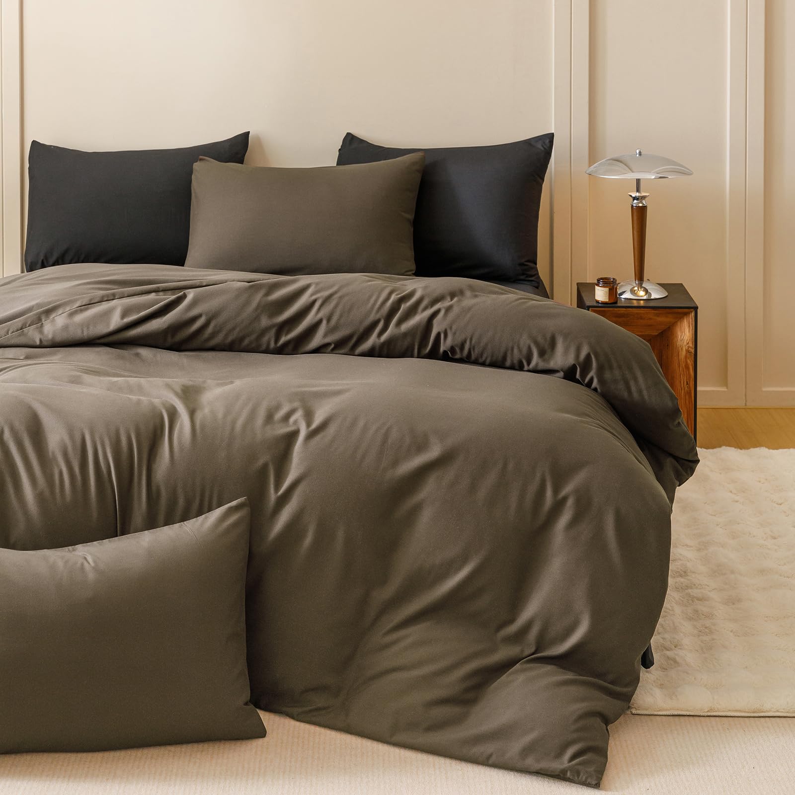 Clothknow Mocha Coffee Comforter Set Twin 3Pcs Brown Bedding Comforter Sets Chocolate Brown Comforter Soft Dark Brown Comforter