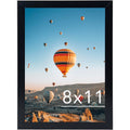 JCJMY 8x11 Picture Frame Black for Wall Hanging or Tabletop- Wall Mounting Horizontally or Vertically, 8 x 11 Wall Gallery Poste