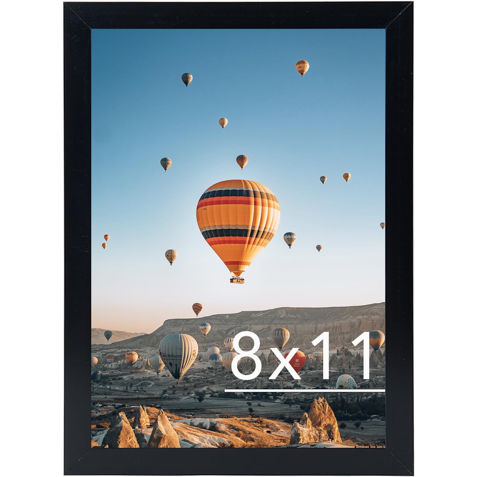 JCJMY 8x11 Picture Frame Black for Wall Hanging or Tabletop- Wall Mounting Horizontally or Vertically, 8 x 11 Wall Gallery Poste
