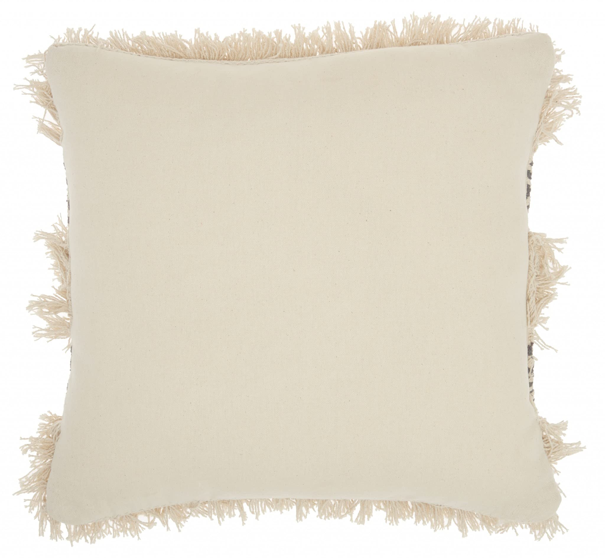 HomeRoots 100% Cotton Charcoal Diamond Patterned Throw Pillow