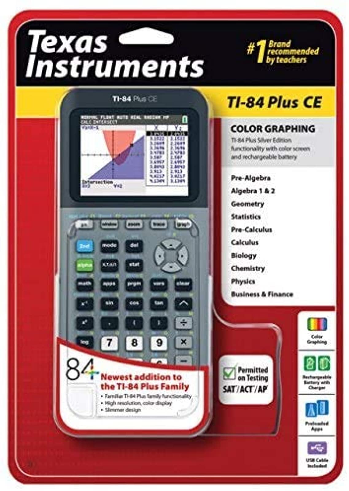 Texas Instruments Ti-84 Plus Ce Silver Graphing Calculator
