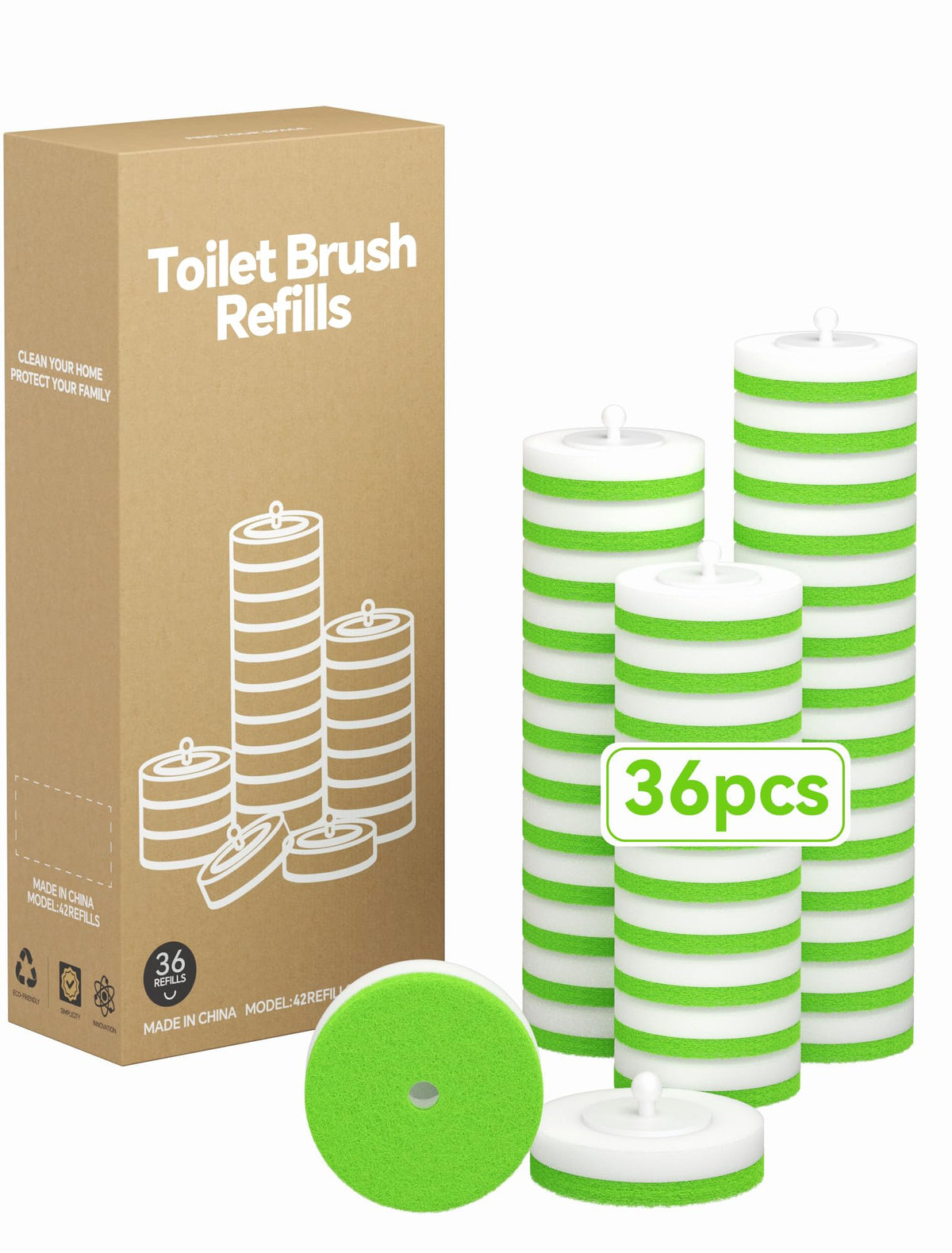LEGUO Disposable Toilet Bowl Cleaner Wand System with Green Refill Heads, Wall Mount Toilet Brush and Holder Set for Bathroom Cl