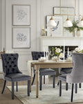Vicbarley Leather Dining Chair Set Of 4 Upholstered Tufted Dining Room Chair With Nailhead Trim And Solid Wood Legs For Kitchen,