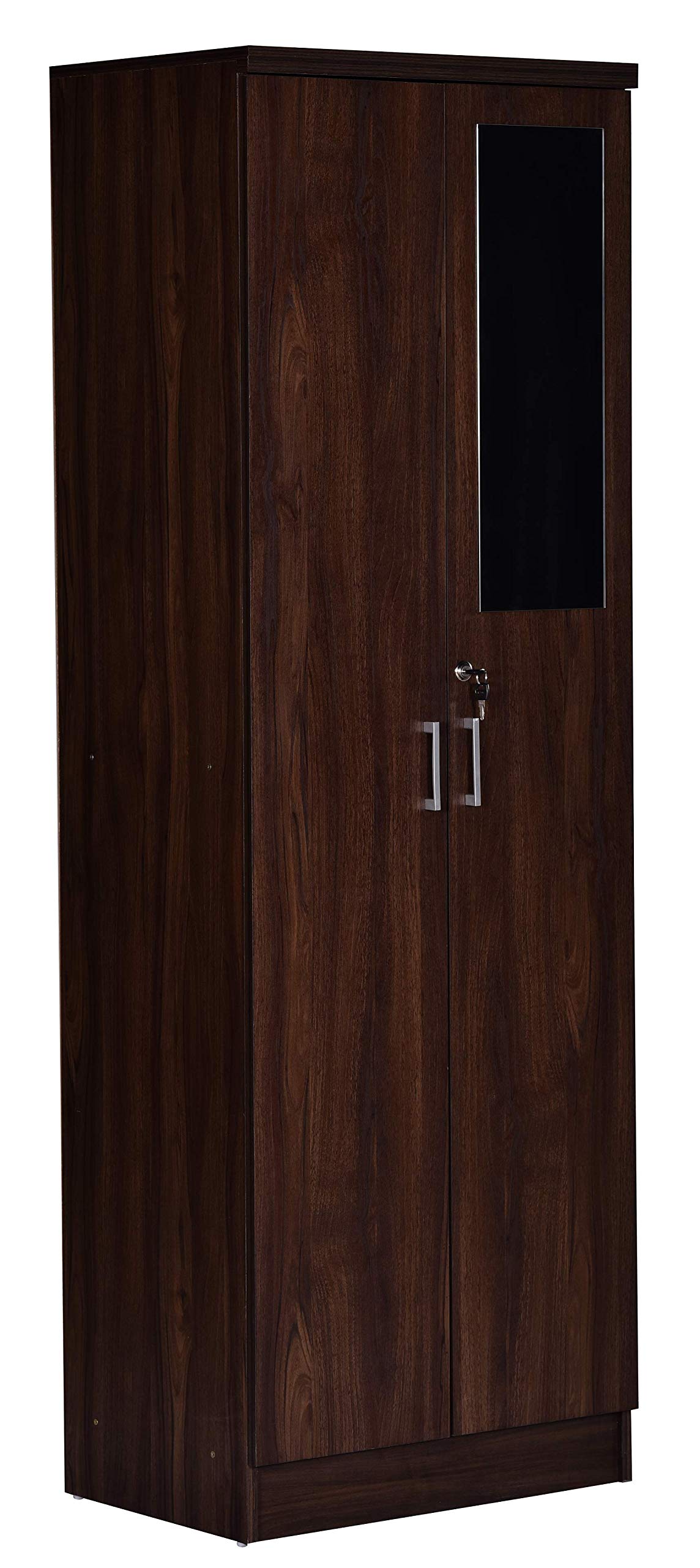 Deckup Cove 2Door Engineered Wood Wardrobe With Mirror (Walnut, Matte Finish)