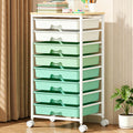 Goovilla Rolling Cart with 8 Drawers for Art, Dorm, Office, Craft, Green