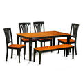 East West Furniture NIAV6-BCH-W 6 Piece Dining Room Furniture Set Contains a Rectangle Kitchen Table with Butterfly Leaf and 4 Dining Chairs with a Bench, 36x66 Inch, Black & Cherry