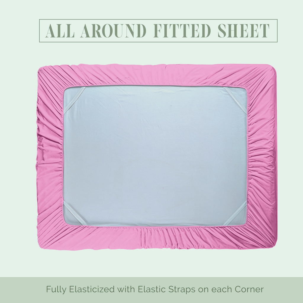 Elegant Comfort 1500 Premium Hotel Quality 18-24 Inches Deep - Extra Deep Pocket Single Fitted Sheet For High Mattress, Luxury And Softest, Smart Pocket - Wrinkle Free, King, Light Pink