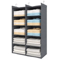 ALLTIDYUP 5 Tier Shelf Hanging Closet Organizer, Dual-Row 10 Pocket Cloth Hanging Shelf with 3 Sturdy Hooks for Storage, Foldabl
