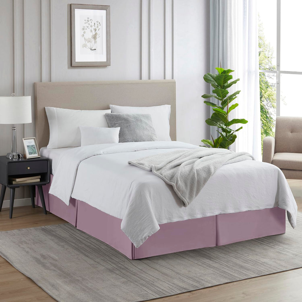 Nestl Dusty Purple Full Xl Bed Skirt - Full Xl Size Bed Skirt 14 Inch Drop - Brushed Microfiber Bed Skirts - Hotel Quality Pleated Bed Skirt - Shrinkage & Fade Resistant