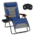 Mfstudio Zero Gravity Chairs, Oversized Patio Recliner Chair, Padded Folding Lawn Chair With Cup Holder Tray, Support 400Lbs, Cyan