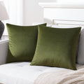 Mixhug Decorative Throw Pillow Covers, Velvet Cushion Covers, Solid Throw Pillow Cases For Couch And Bed Pillows, Moss Green, 20
