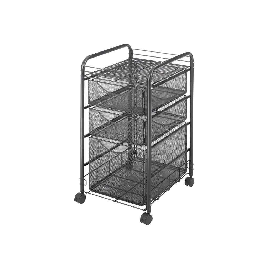 Safco Onyx Rolling File Cart with Large File Drawer and 2 Supply Drawers, Fits Letter-Size Hanging Folders, Durable Steel Construction