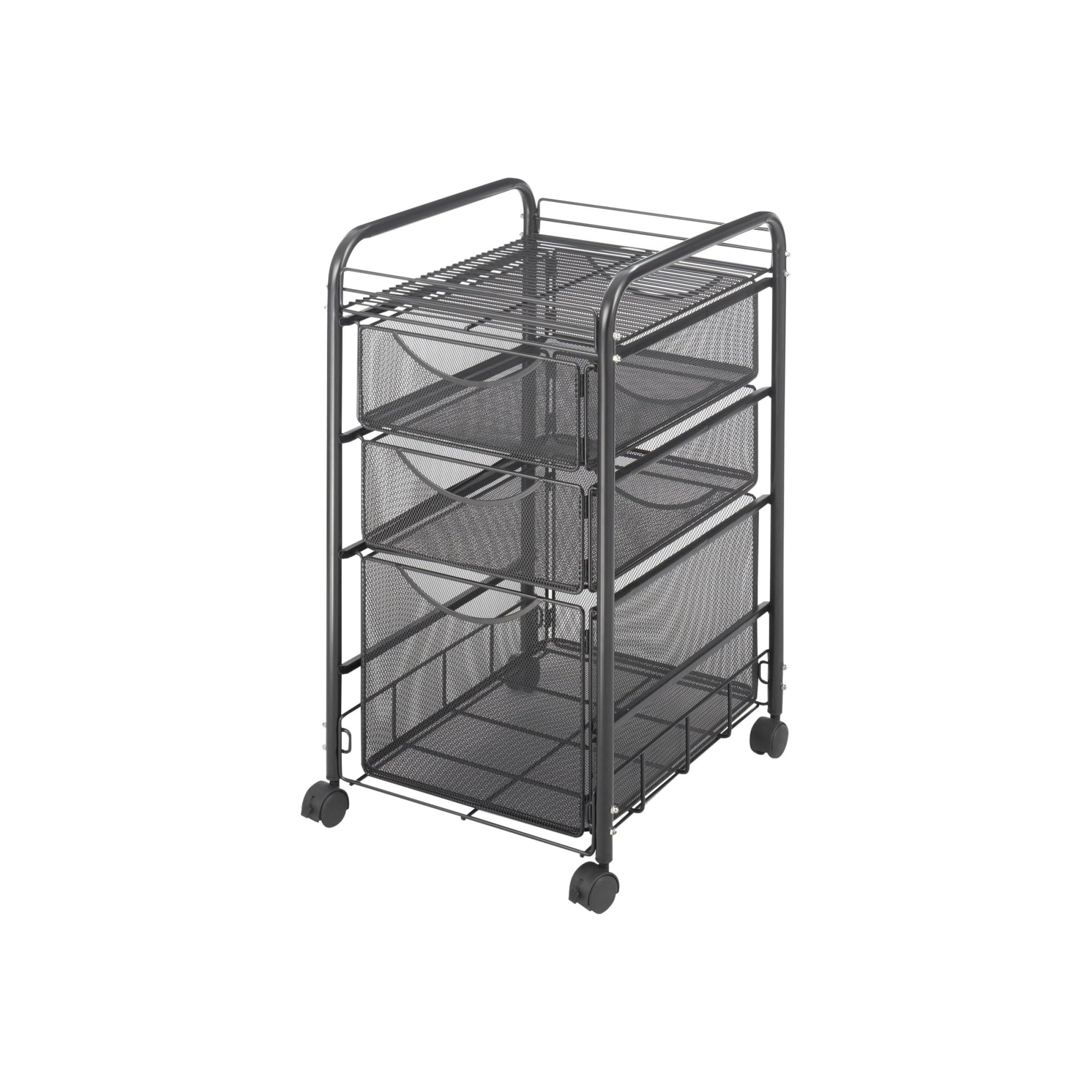 Safco Onyx Rolling File Cart with Large File Drawer and 2 Supply Drawers, Fits Letter-Size Hanging Folders, Durable Steel Construction