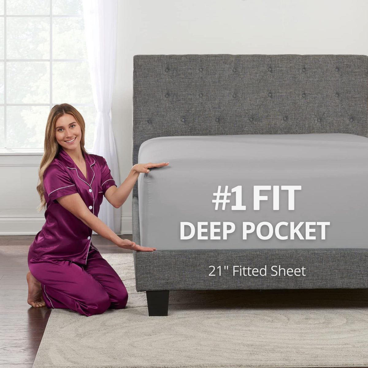 Queen Fitted Sheet Only Deep-Pocket - Extra Deep Pocket Queen Fitted Sheet - 21    Fitted Sheets Perfectly Fit 17   -23    Deep