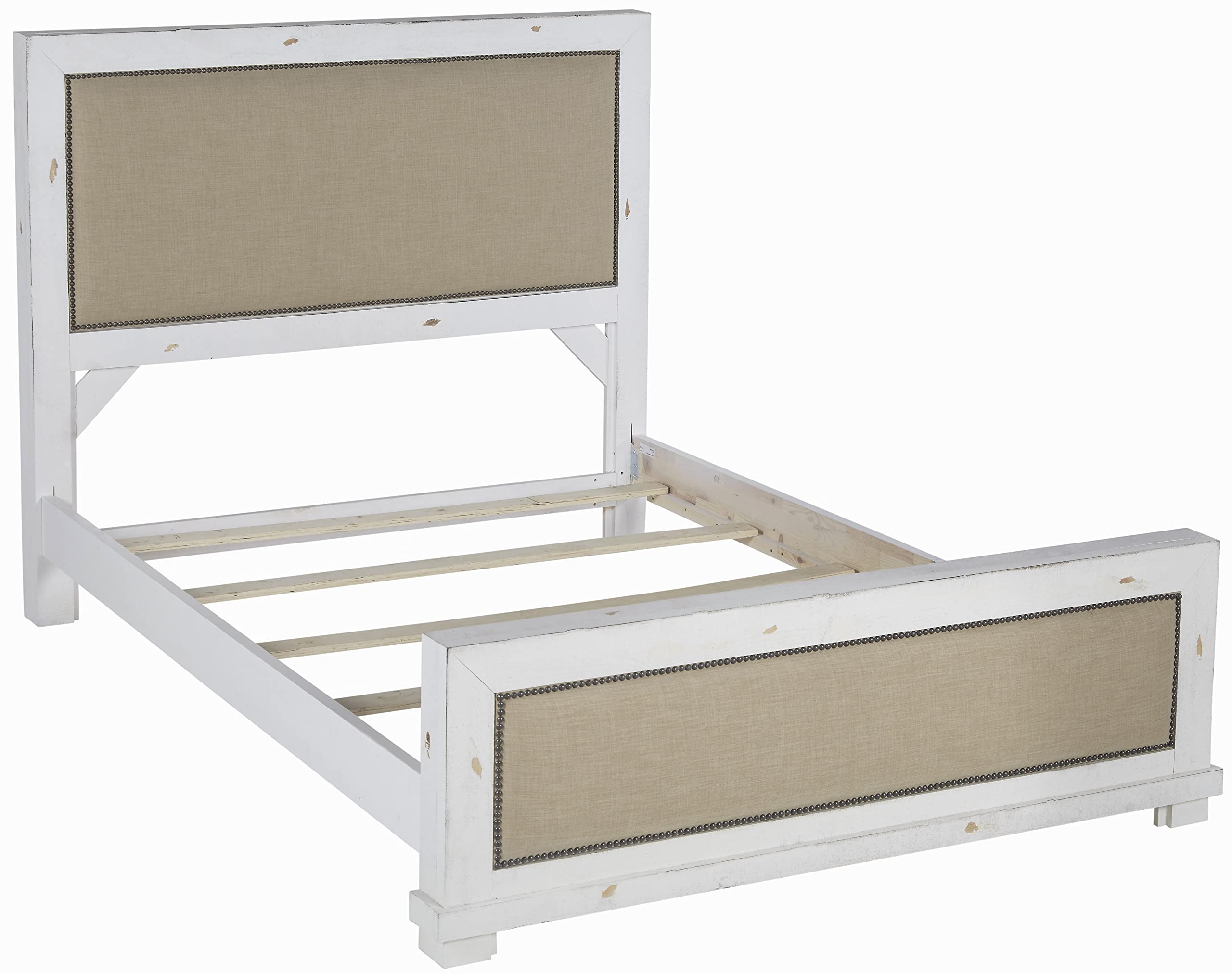 Progressive Furniture Willow Full Upholstered Bed In Distressed White