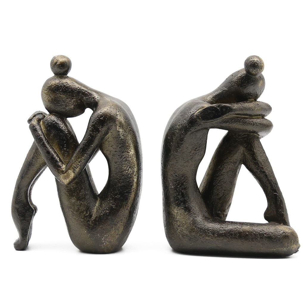 Lukitas Unique Decorative Girl Thinker Bookends, Home Office Books Shelves Stoppers Holder, Nonskid Book Stoppers, Creative Desk