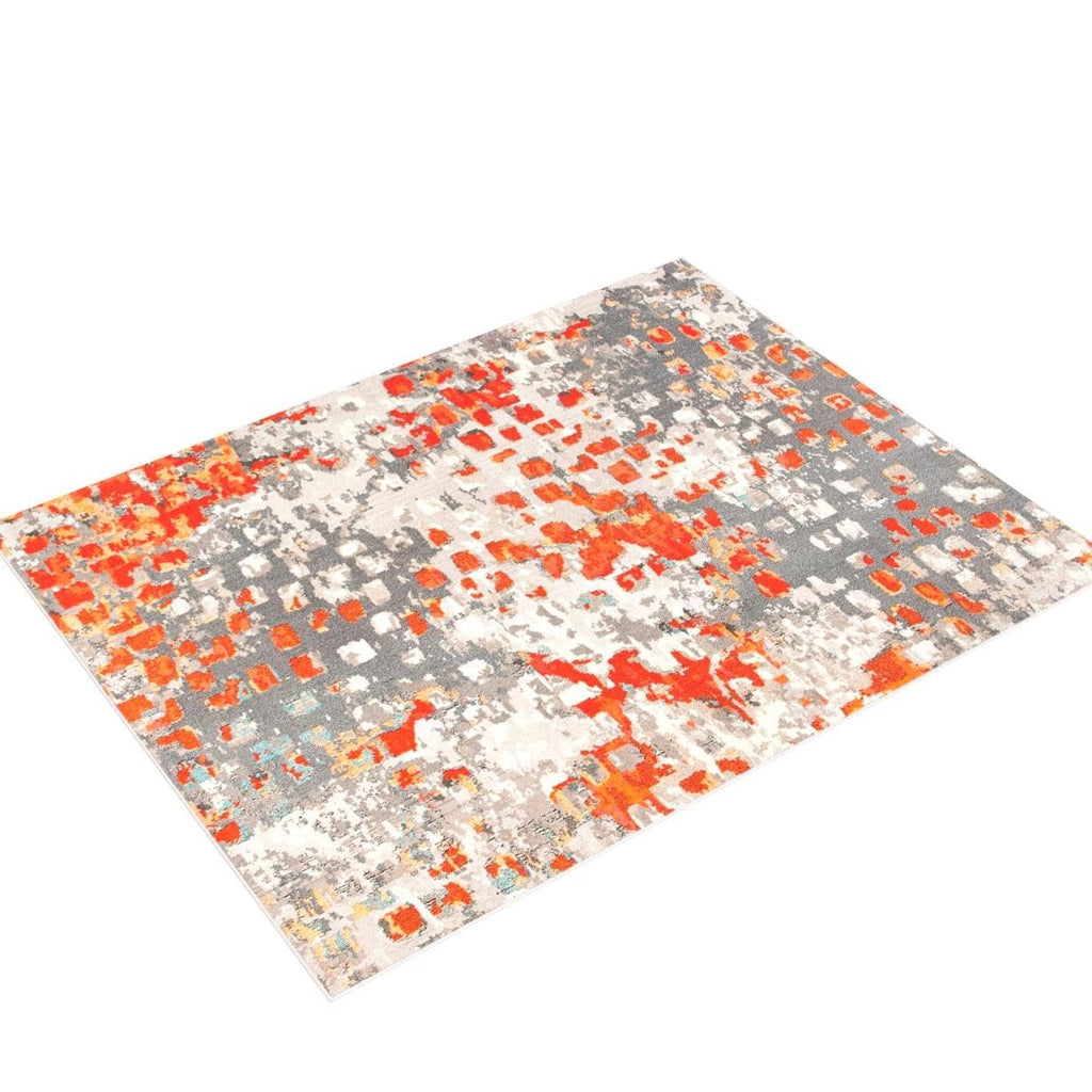 Safavieh Madison Collection Area Rug - 6' X 9', Grey & Orange, Boho Abstract Distressed Design, Non-Shedding & Easy Care, Ideal