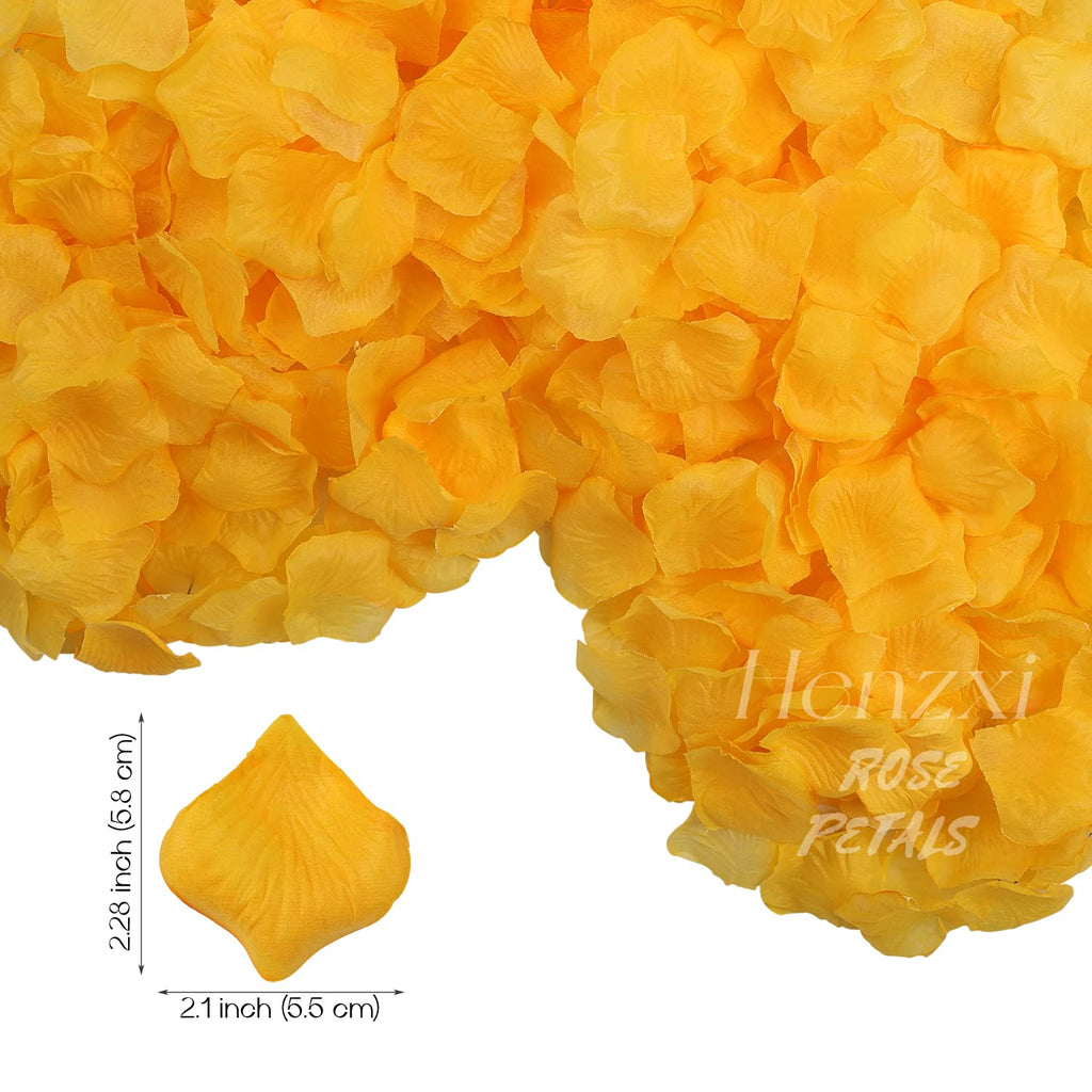 Henzxi 1000 Pcs Royal Yellow Rose Petals, Artificial Flower Petals, For Romantic Night, Wedding, Event, Party, Valentine Decor (