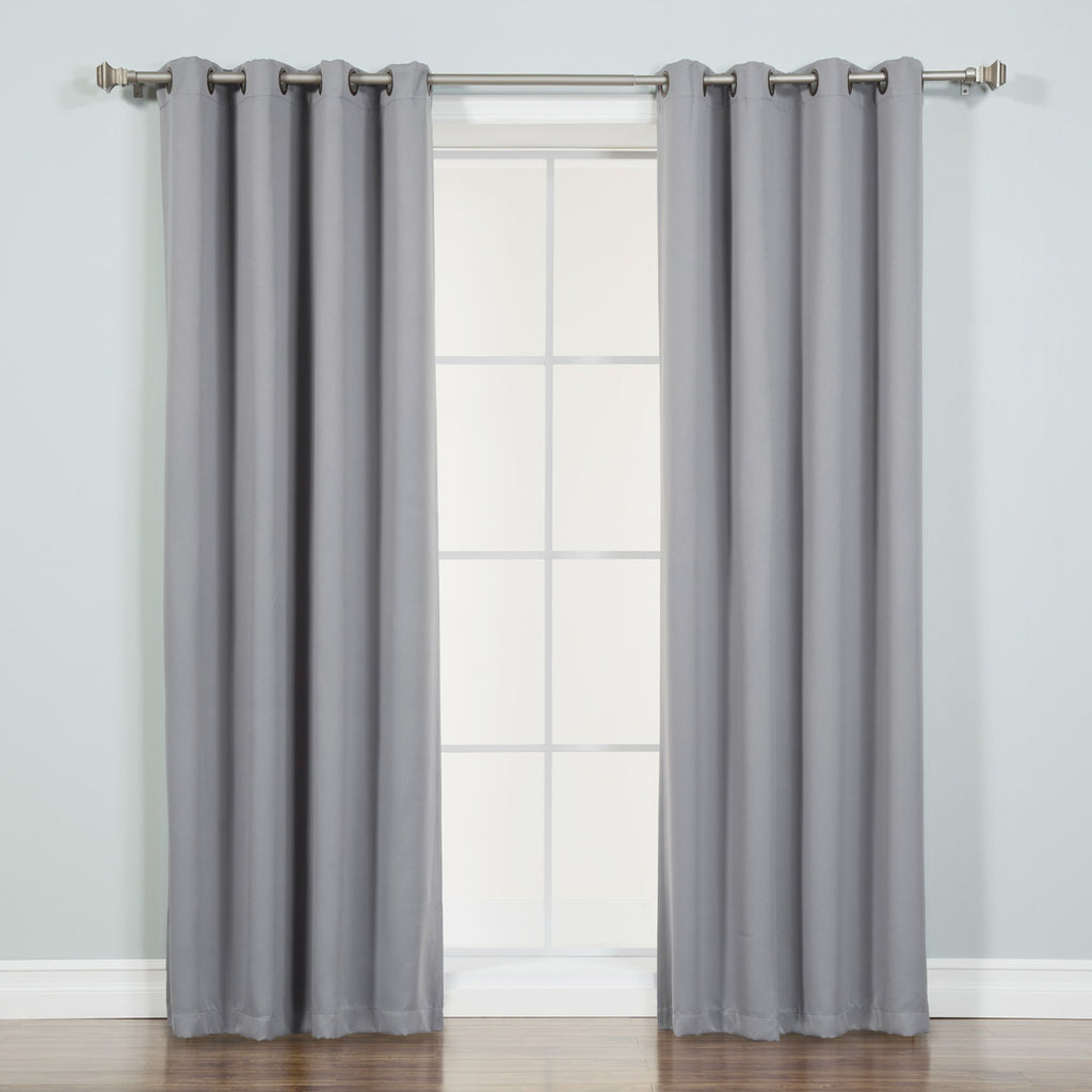 Best Home Fashion Basic Thermal Insulated Blackout Curtains - Antique Bronze Grommet Top - Grey - 52'' W x 96'' L (Set of 2 Pane