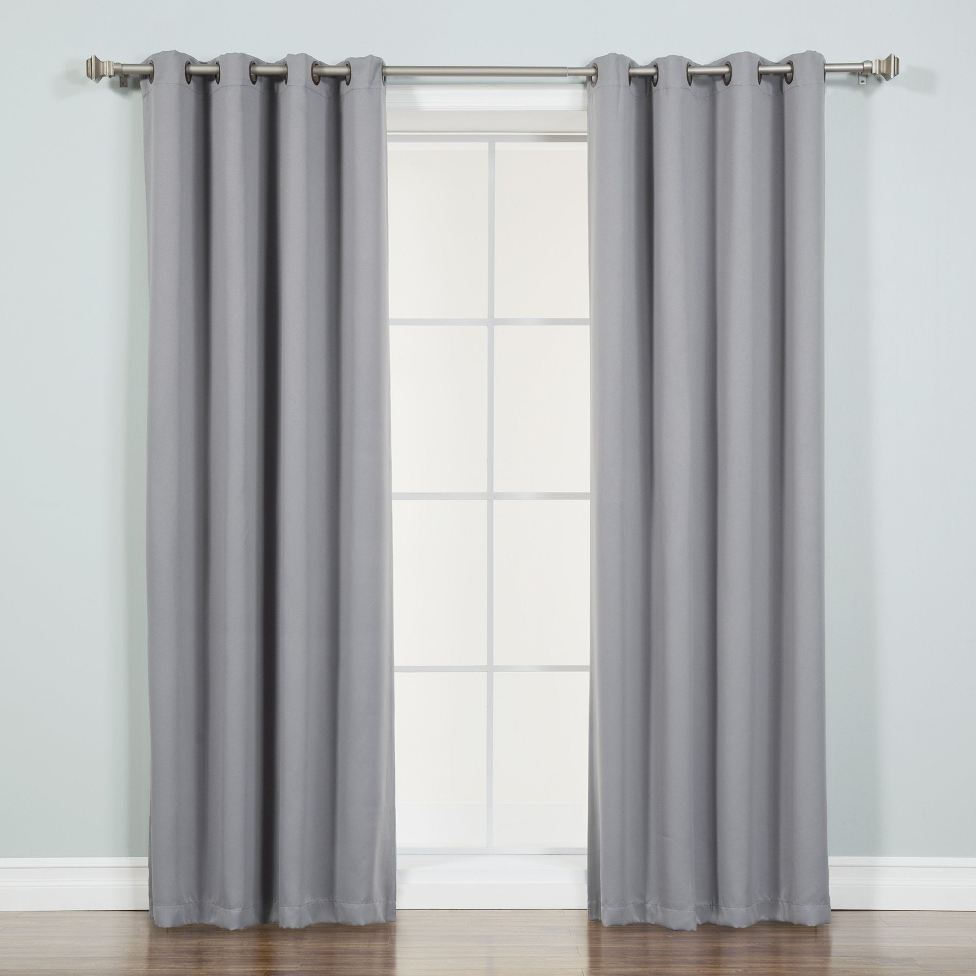 Best Home Fashion Basic Thermal Insulated Blackout Curtains - Antique Bronze Grommet Top - Grey - 52'' W x 96'' L (Set of 2 Pane