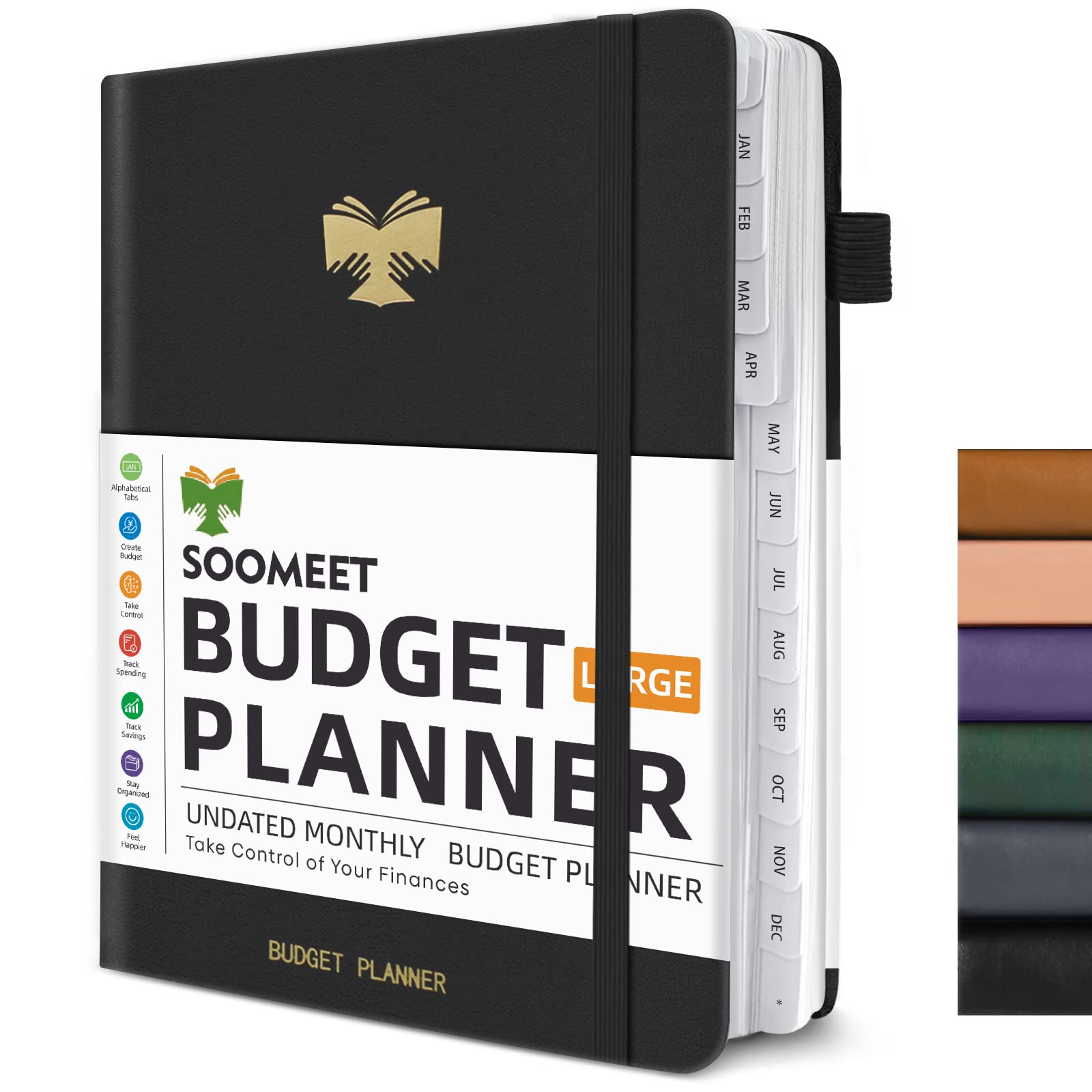 Soomeet Budget Planner With Monthly Tabs,Large Size, Budgeting Journal And Budget Book To Control Your Money, Hardcover (Black)