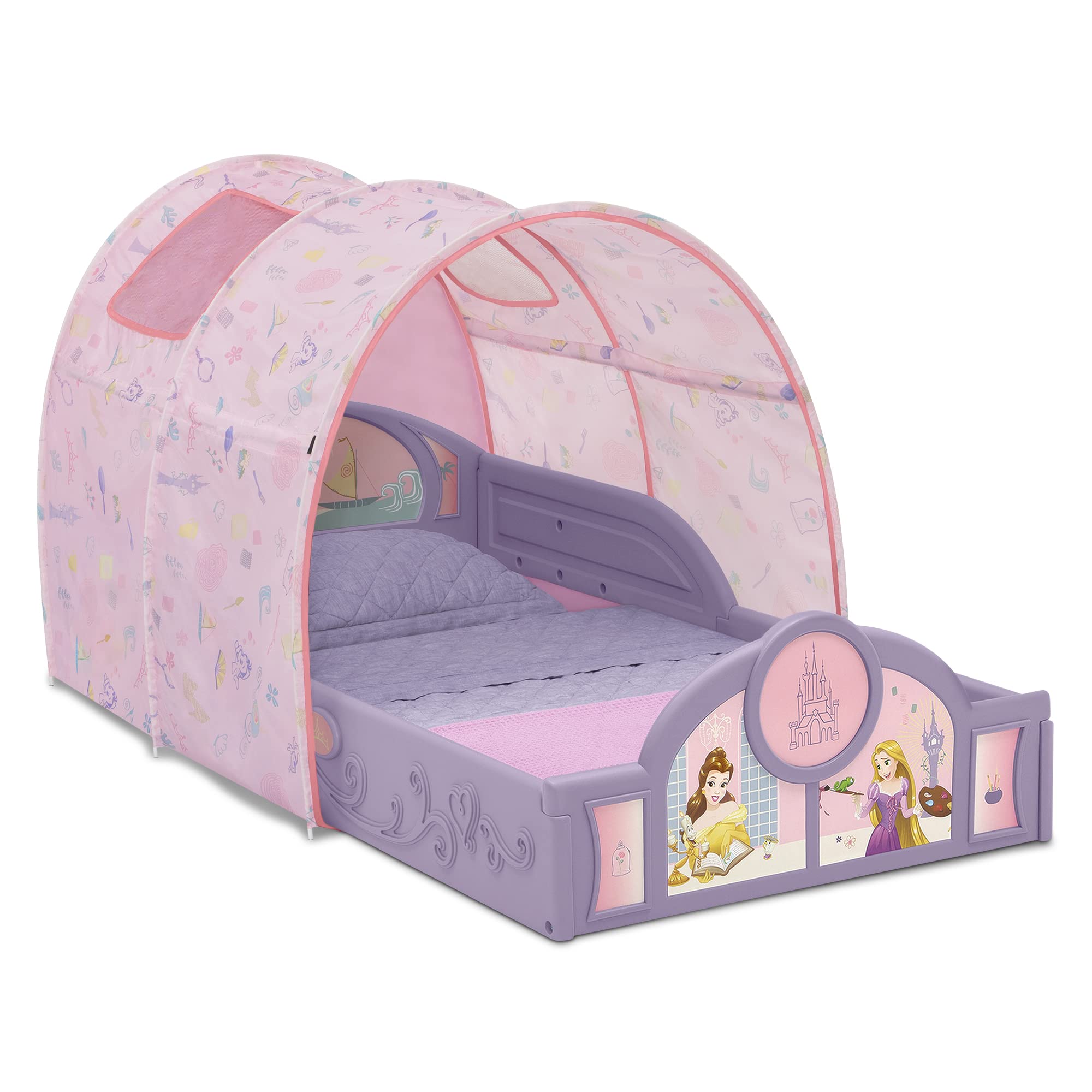 Disney Princess Sleep And Play Toddler Bed With Tent By Delta Children, Purple/Pink