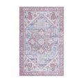 SAFAVIEH Washable Rug Tucson Collection - 26 x 4, Grey Blue & Rust, Slip Resistant, Ideal for High Traffic Areas in Entryway, 