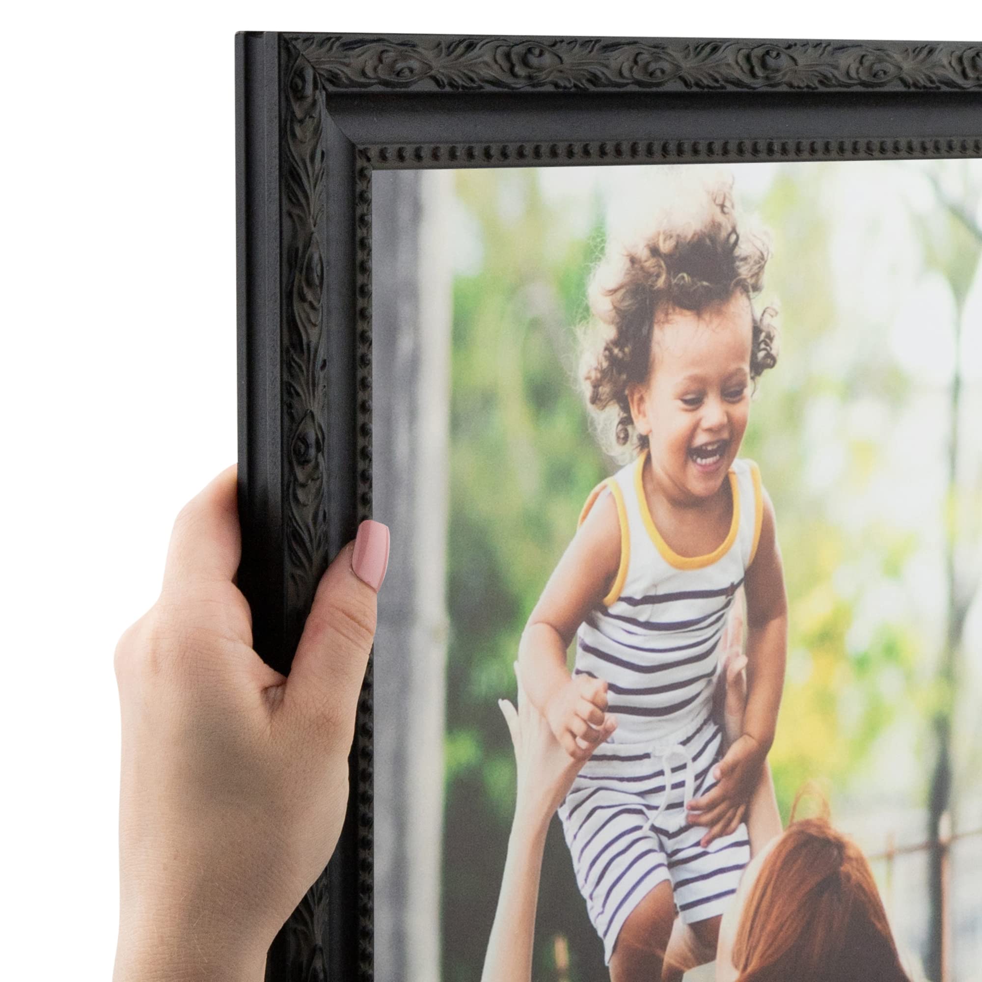 ArtToFrames 15x18 Inch Black Picture Frame, This 1.5 Custom Wood Poster Frame is Black Frame with engraved edges, for Your Art o