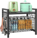 Indian Decor 45697 Space Saving Kitchen Cabinet Organizer Basket Spice RackOrganizer Countertop Storage With Sliding Drawer Pull