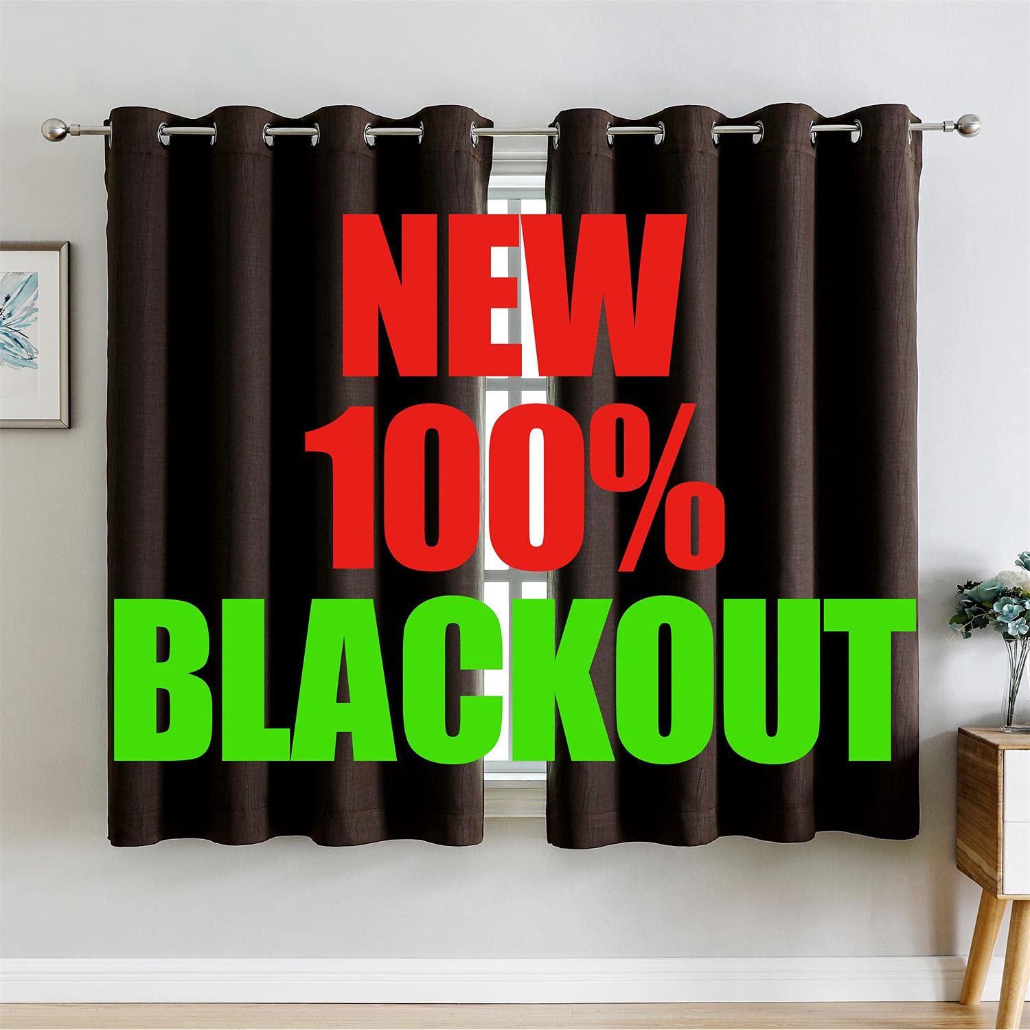 G2000 100% Blackout Curtains For Bedroom Living Room Curtains 63 Inch Length Chocolate Brown Curtains Room Darkening Window Grom