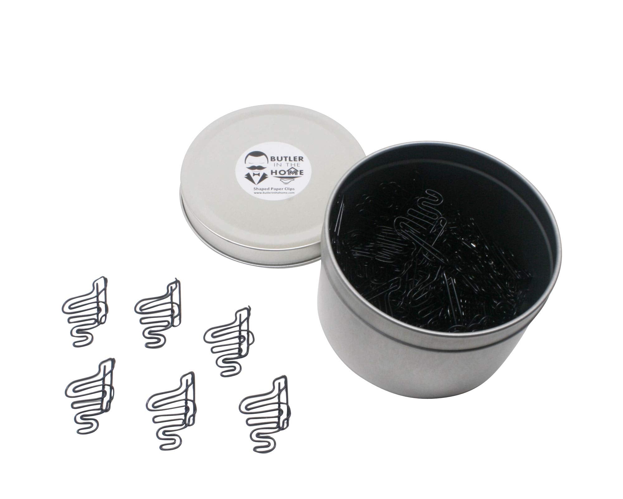 Butler In The Home 100 Count Snake Shaped Paper Clips Great For Paper Clip Collectors Or Office Gift - Comes In Round Tin With L