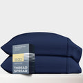 Thread Spread 100% Egyptian Cotton Pillow Cases King Size Set Of 2 - Luxury 1500 Thread Count Sateen Navy Blue Pillow Cases, Sof