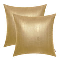 BRAWARM Gold Leather Throw Pillows 16 X 16 Inches, Snake Leather Pillow Covers Pack of 2, Faux Leather Decorative Pillow Covers 