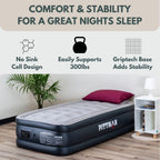 Pittman - Air Mattress Twin With Built In Pump - Black 18'' Double High Twin Air Mattress With Built In Pump That Inflates & Def