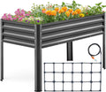King Bird Raised Garden Bed With Irrigation System And Legs Galvanized Elevated Planter Box 48  24  30 In For Backyard, Patio, B
