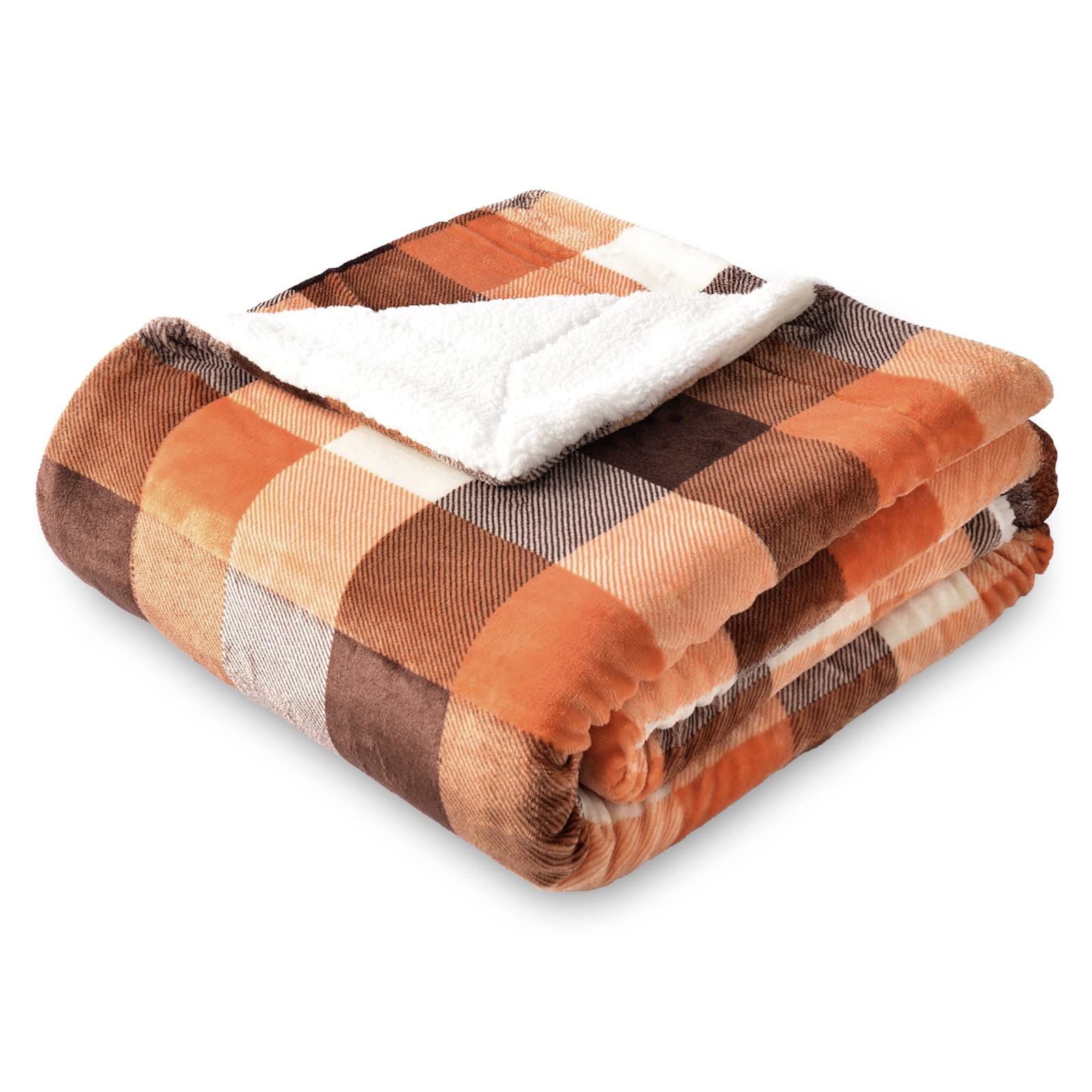 Sochow Buffalo Plaid Sherpa Fleece Throw Blanket, Double-Sided Checkered Super Soft Luxurious Bedding Blanket 50 X 60 Inches, Or