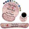 Loworo Keyboard Wrist Rest And Mouse Pad Support Set With Coasters, Inspirational Quote Stay Positive Work Hard Make It Happen N