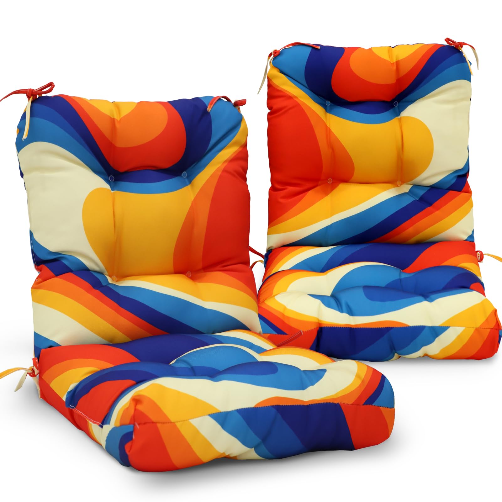 Eagle Peak Tufted Outdoor/Indoor Seat/Back Chair Cushions, Set Of 2, 42' X 21', Swirl