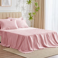 Cozylux Satin Sheets King Size - 6 Piece Pink Bed Sheet Set With Silky Microfiber, 1 Deep Pocket Fitted Sheet, 1 Flat Sheet, And