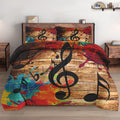 Wecozy 3 Pcs Comforter Set Full Size With 2 Pillowcases, Musical Music Disco Bedding Set For Kids And Adults, Black Retro Woodbo