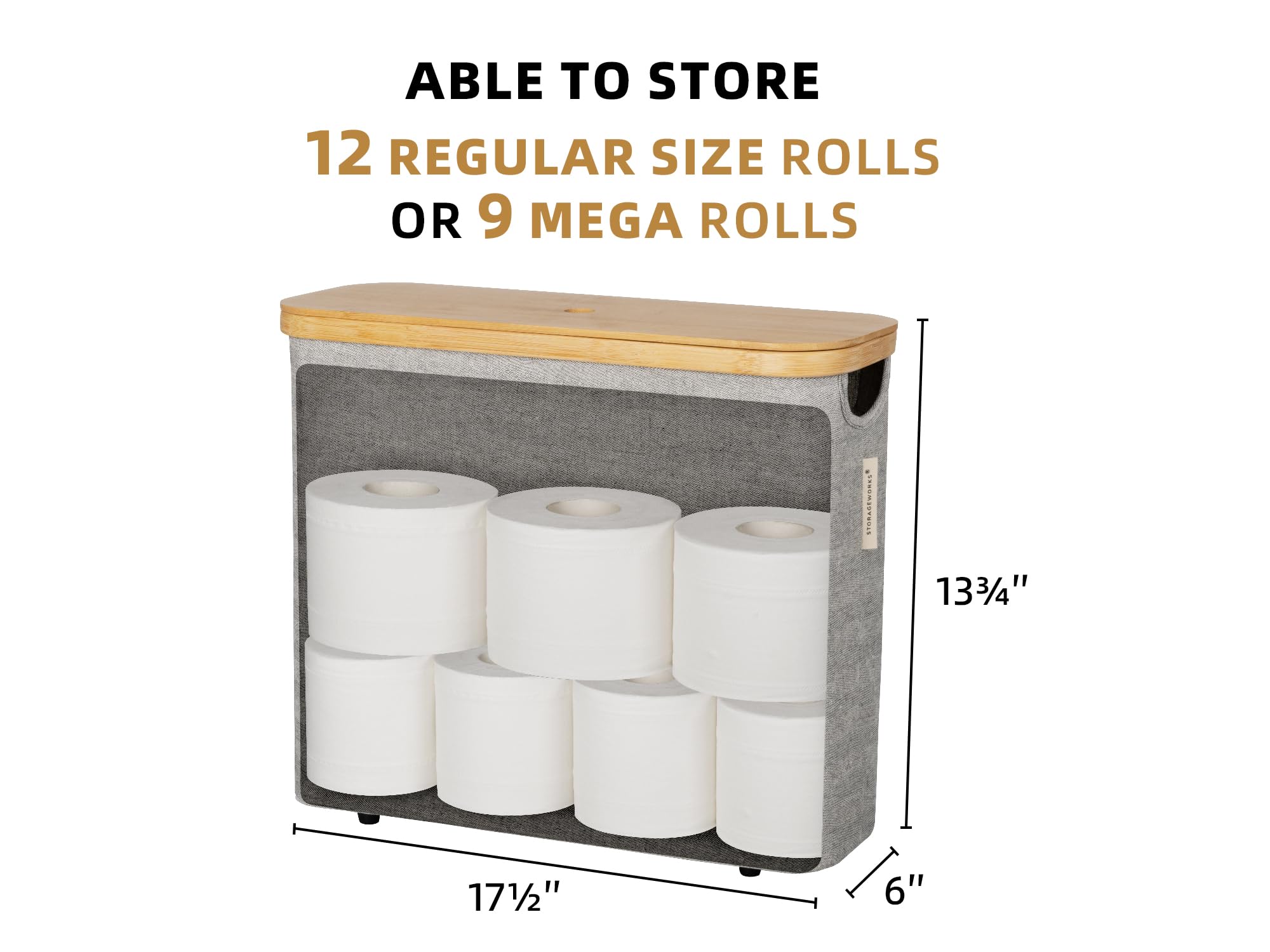 Storageworks Toilet Paper Storage Basket, Toilet Paper Roll Storage With Bamboo Lid, Large Toilet Paper Holder For Up To 9 Mega