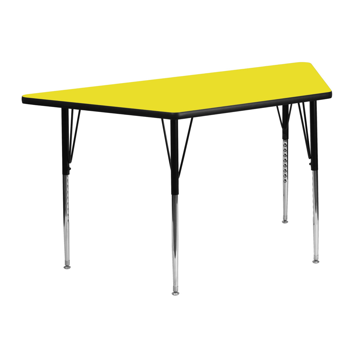 Flash Furniture Wren 22.5''W x 45''L Trapezoid Yellow HP Laminate Activity Table - Standard Height Adjustable Legs